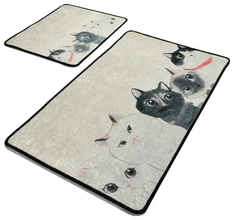 Súprava 2 kusov kúpeľňových predložiek Angry Cats béžová