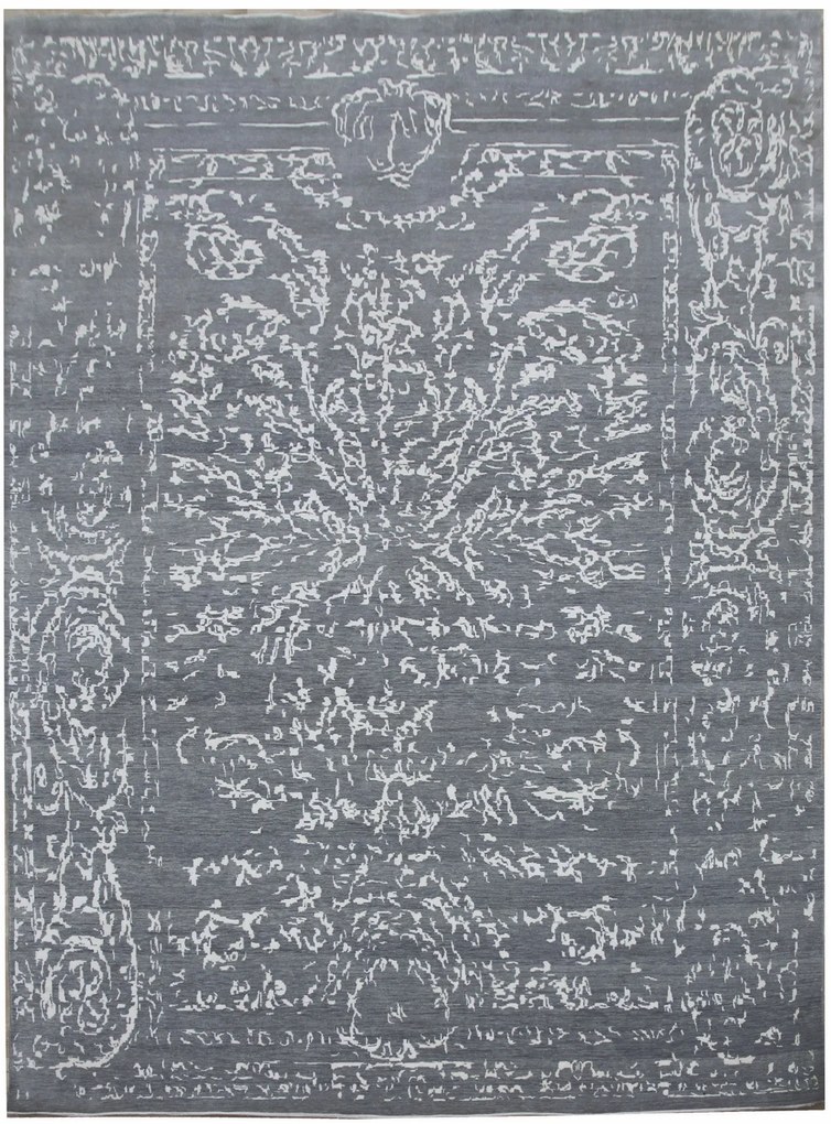 Diamond Carpets India, Ručne viazaný kusový koberec Diamond DC-JK 2 Light grey / silver, 120x170, šedá, chodba / predsieň
