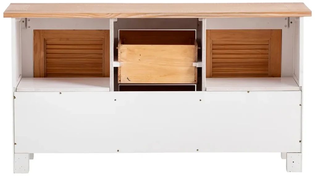furniture-nabytek.cz - Masívna skrinka pod umývadlo Capera z borovice a MDF, lakovaná, biela a hnedá – 140×45×75 cm