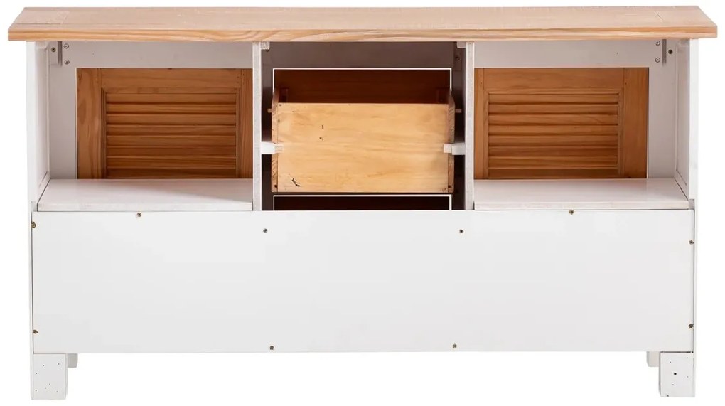 furniture-nabytek.cz - Masivní skříňka pod umyvadlo Capera z borovice a MDF, lakovaná, bílá a hnědá – 140×45×75 cm