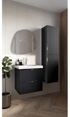 Cersanit Tirso, závesná umývadlová skrinka 994x447x572 mm + keramické umývadlo, čierna matná, S801-588
