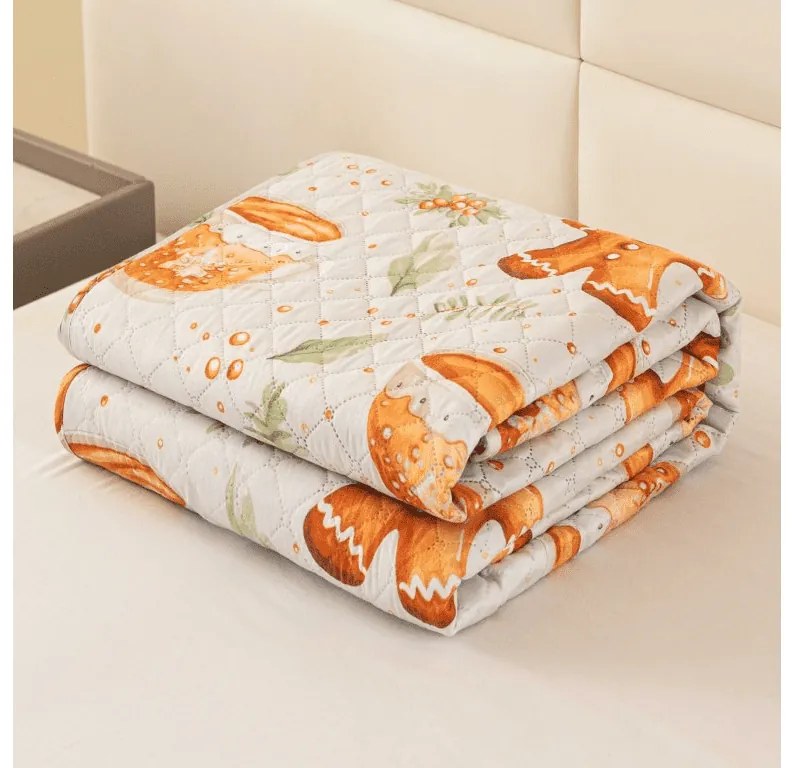 Prehoz na posteľ WINTER GINGERMAN, biely Rozmer: 170 x 210 cm