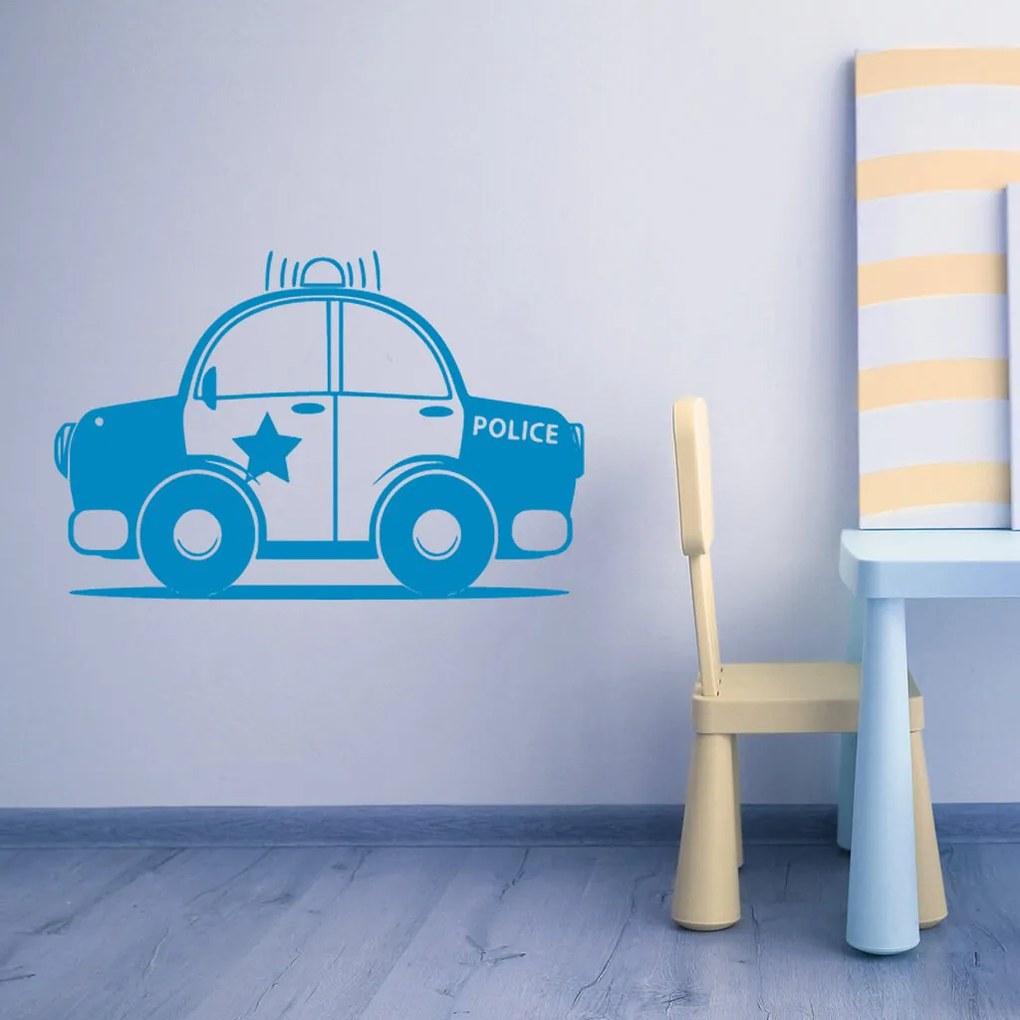 Veselá Stena Samolepka Autíčko policajné Farba: černá, Veľkosť: 60 x 39 cm