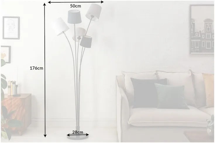 Stojacia lampa Levels čierna biela šedá