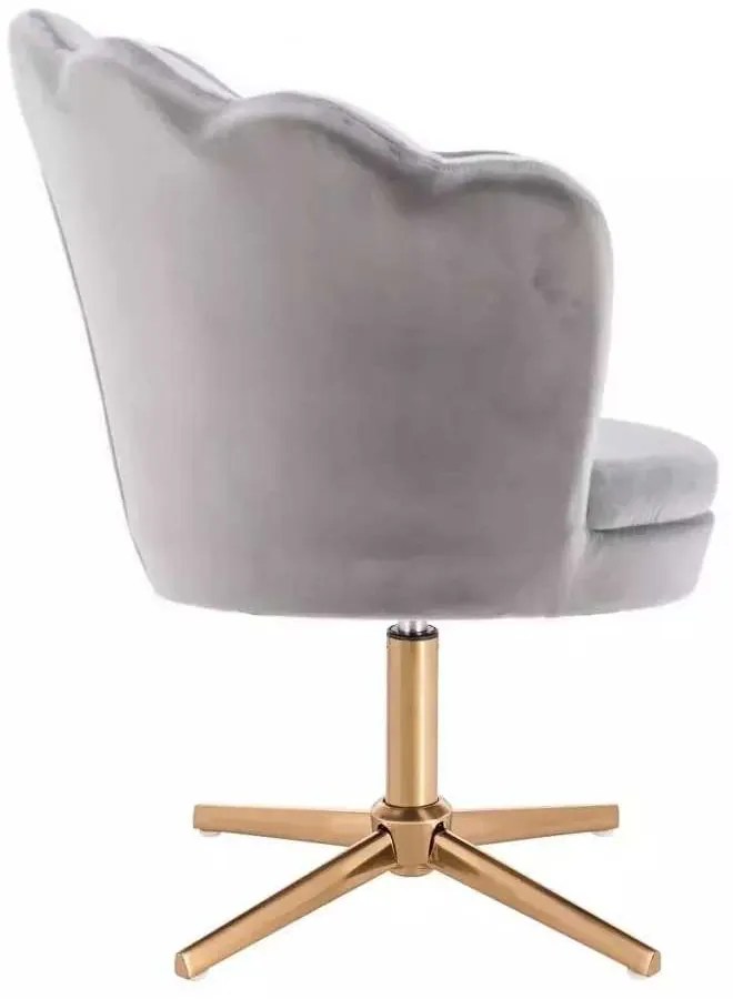 LuxuryForm DESIGN Kreslo FREY VELUR na zlatom kríži - svetlo šedé
