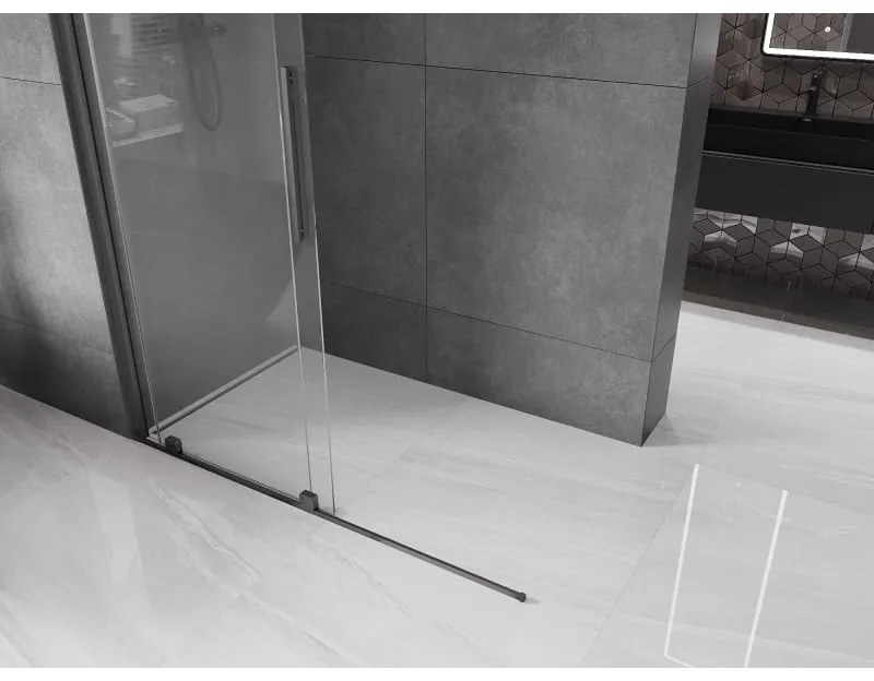Mexen Velar, posuvné dvere do otvoru typ Walk-In 160 cm, 8mm číre sklo, grafitová matná, 871-160-000-03-66