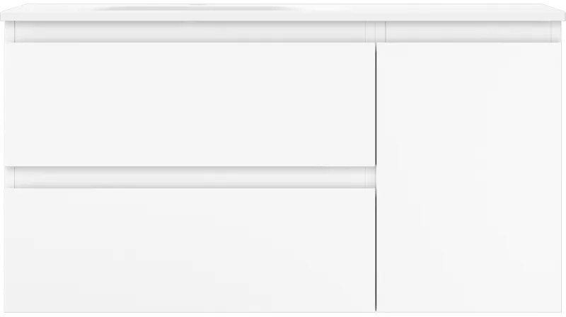 Mexen Orio, kúpeľňová skrinka 90 cm s umývadlom Vela vľavo, 2S, 1D, biela matná, 91A13-09047-3-BBFFFF01-W23L01