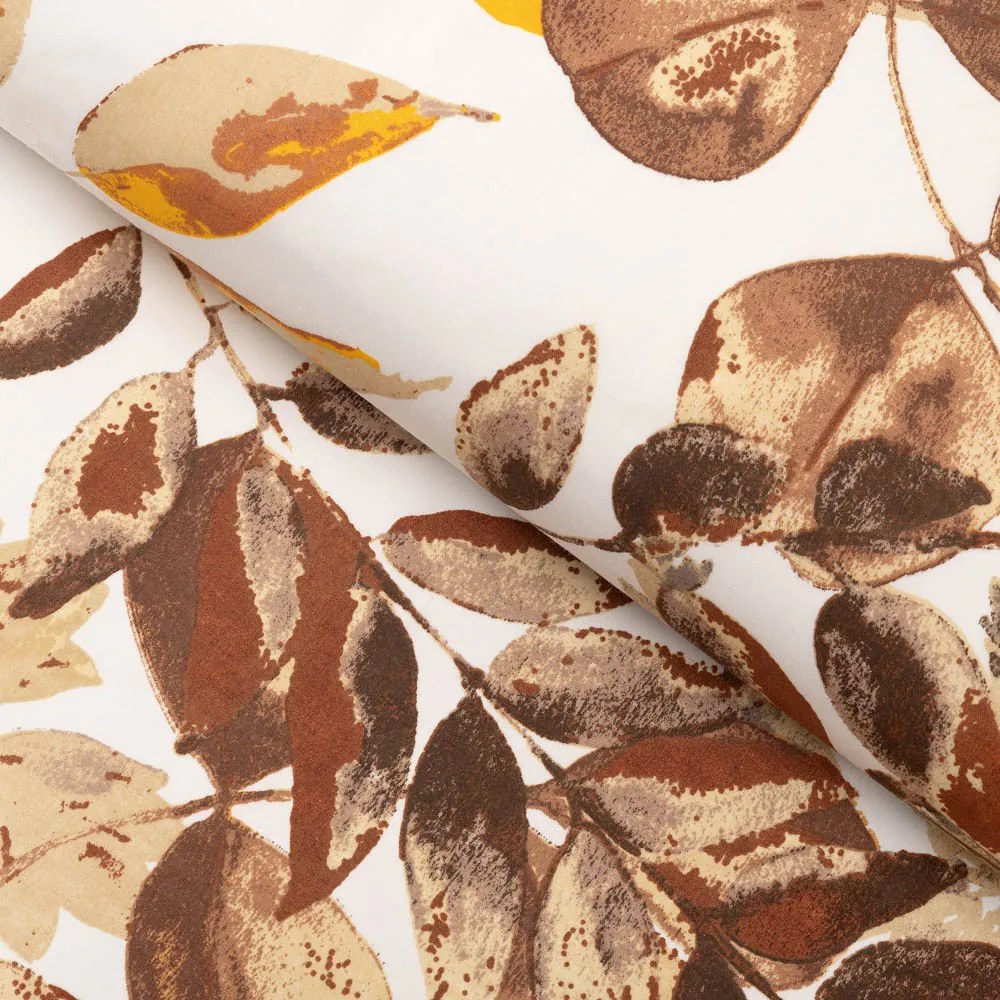 Biante Bavlnený štvorcový obrus Sandra SA-530 Hnedý eukalyptus na bielom 110x110 cm