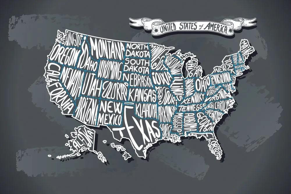 Samolepiaca tapeta moderná mapa USA - 300x200