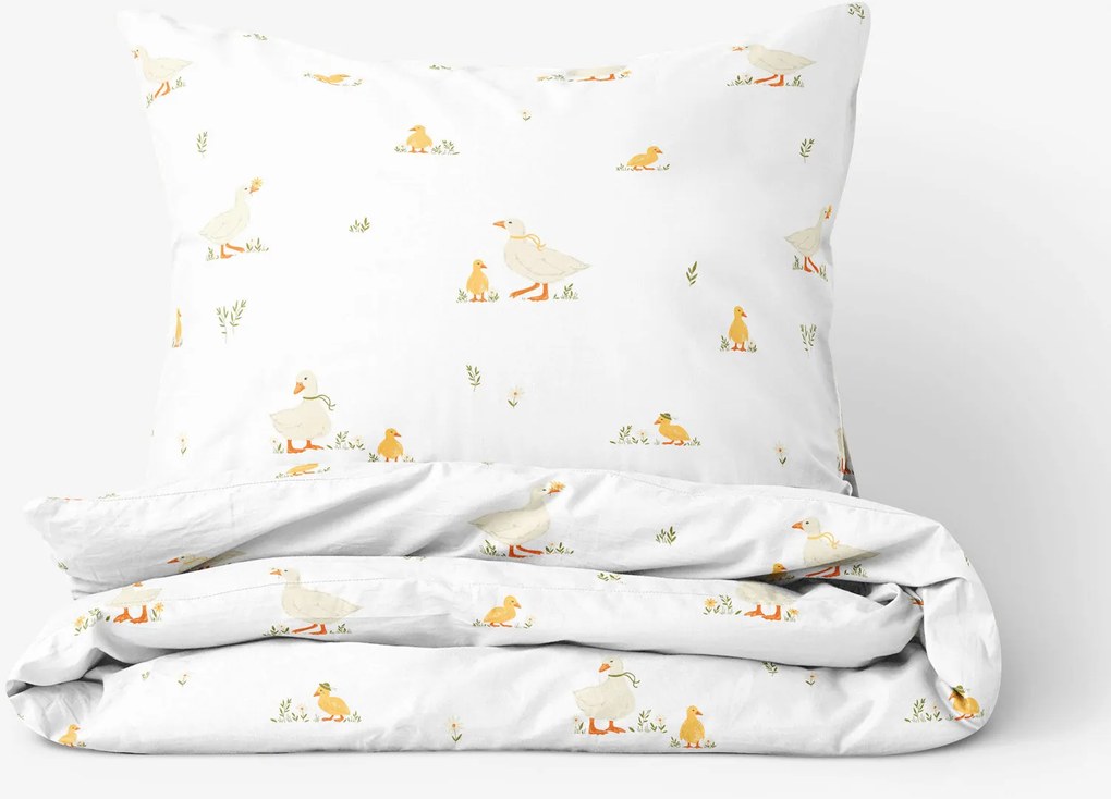 Goldea veľkonočné bavlnené posteľné obliečky - kačice 240 x 220 a 2ks 70 x 90 cm