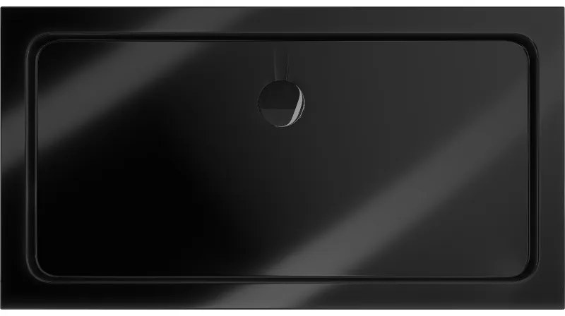 Mexen Flat, akrylátová sprchová vanička 120x70x5 cm SLIM, čierna, čierny sifón, 40707012B