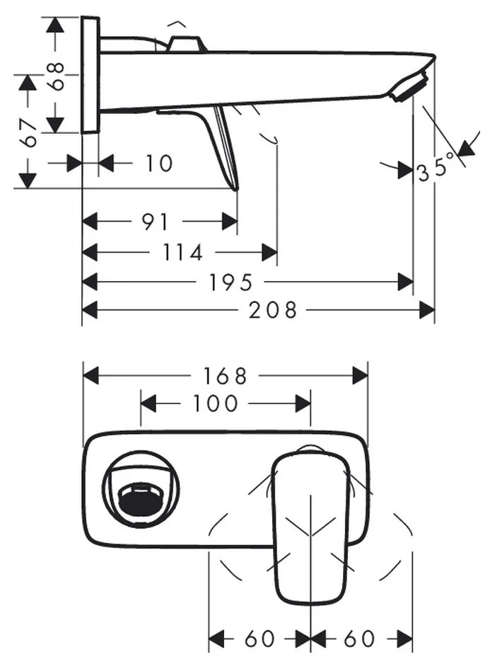 Hansgrohe Logis, umývadlová batéria pod omietku, chrómová, 71220000