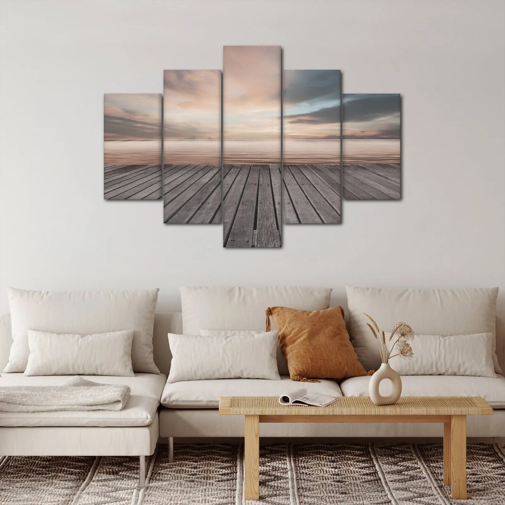 Obraz - Mólo pri západe slnka (150x105 cm)