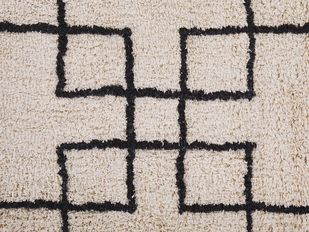 Bavlnený koberec 140 x 200 cm béžová/čierna TURHAL Beliani