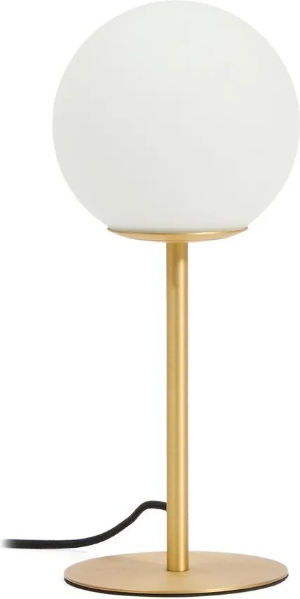 Biela/v zlatej farbe stolová lampa so skleneným tienidlom (výška 35 cm) Brisia – Kave Home