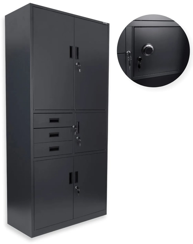 Kovová šatníková skriňa so sejfom Brooklyn: antracitová