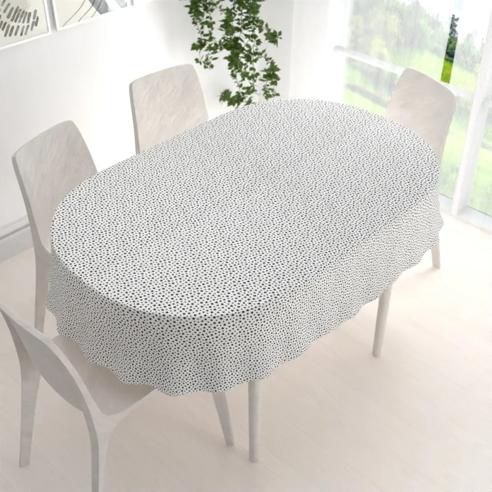Biante Bavlnený oválny obrus Sandra SA-310 Čierne hviezdičky na bielom 120x160 cm