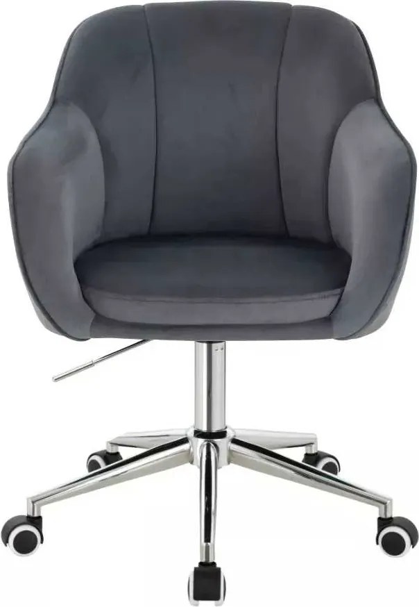 LuxuryForm DESIGN Stolička AVOLA VELUR na striebornej podstave s kolieskami - tmavo šedá