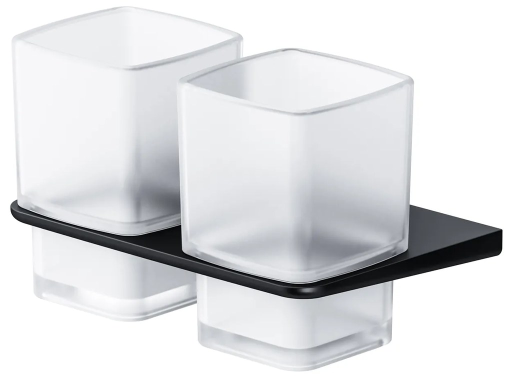 Sklenený pohár na zubné kefky AM.PM Inspire 2.0 AIB343422 nástenný, dvojitý, čierny