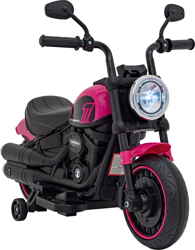 Ramiz Elektrická motorka Chopper FASTER pre deti ružová + FM rádio + audio panel + LED