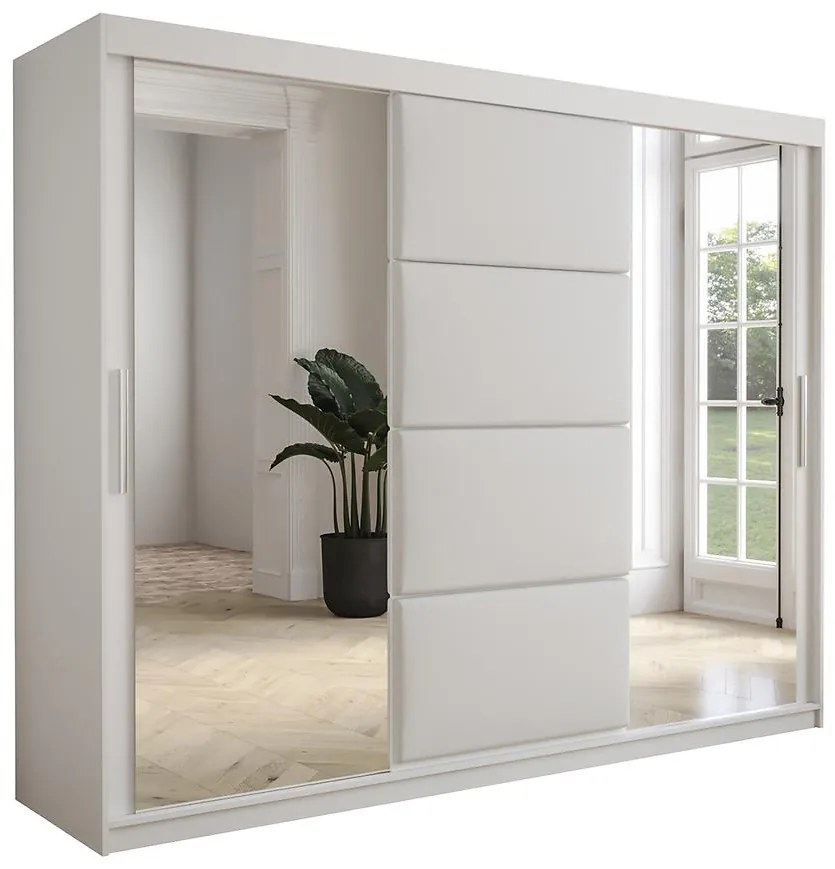 Skriňa Tapi 250 Biely/Biela ekokoža