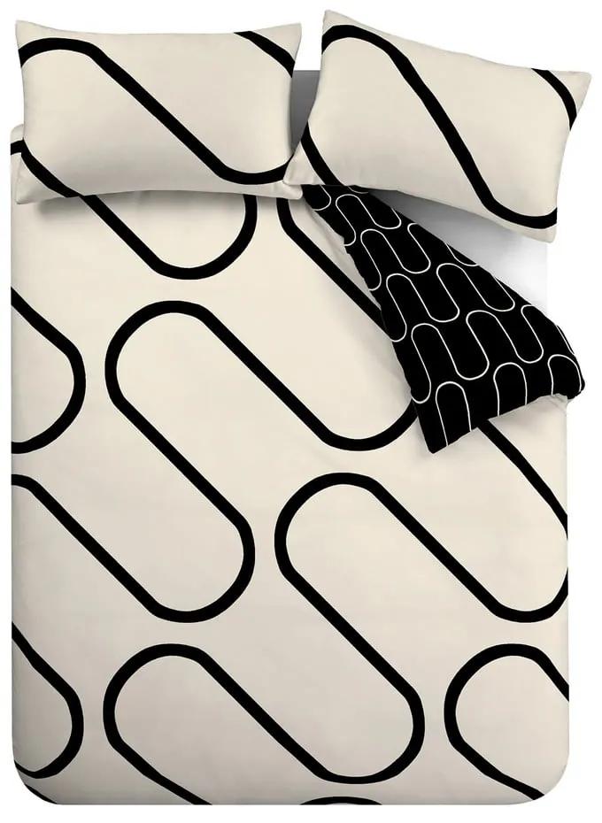 Čierno-béžové obliečky 200x135 cm Linear Curve - Catherine Lansfield