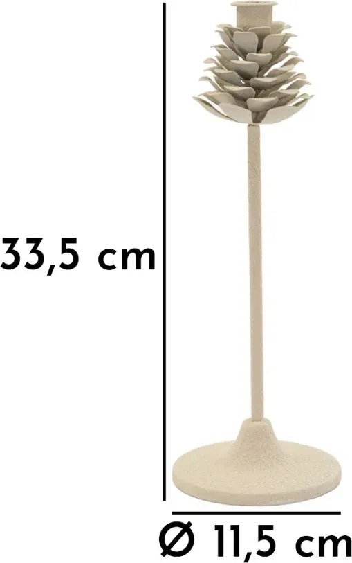 Kovový svietnik Pigna 33 cm krémový