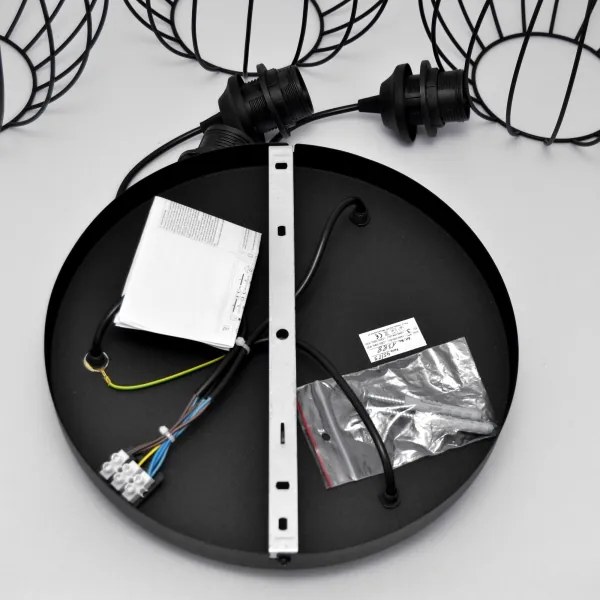 LED Luster na lanku MERCURE 3xE27/15W/230V ø 50 cm čierna