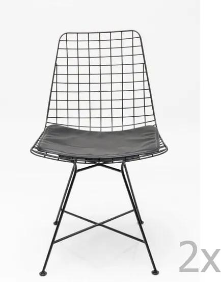 Sada 2 čiernych oceľových jedálenských stoličiek Kare Design Grid