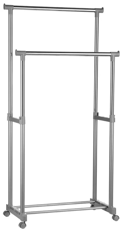 Kovový teleskopický/pojazdný stojan na oblečenie v striebornej farbe – Premier Housewares