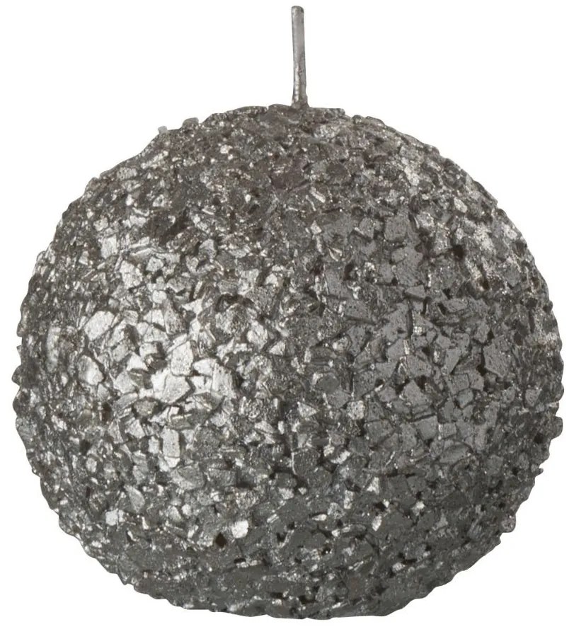Champagne guľatá sviečka s glitrami - Ø 8 cm