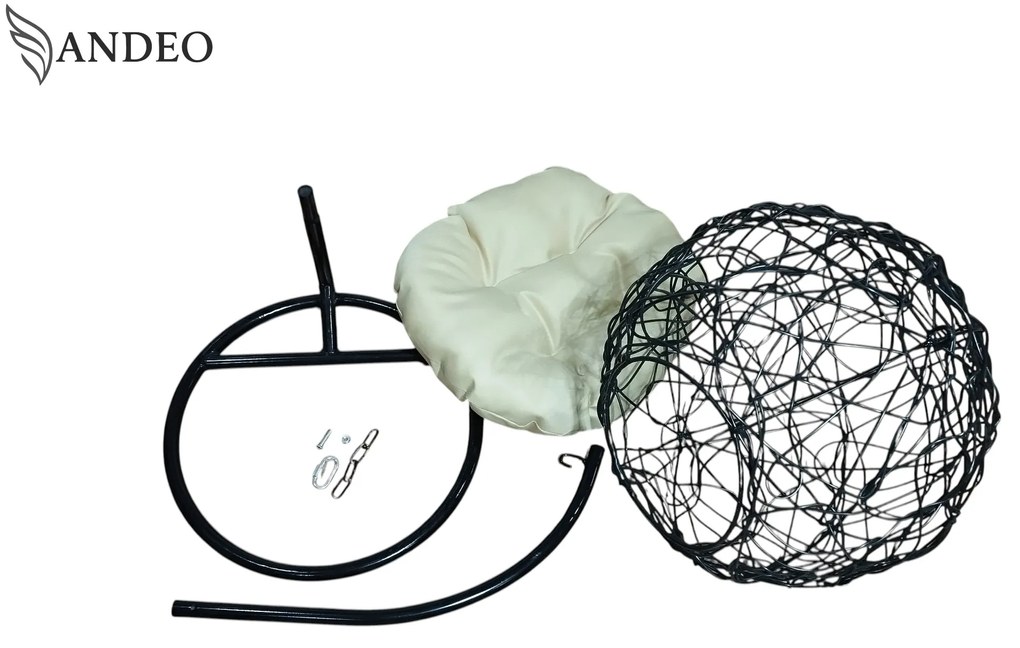 Závesné hojdacie kreslo pre mačky COCO - čierno béžové