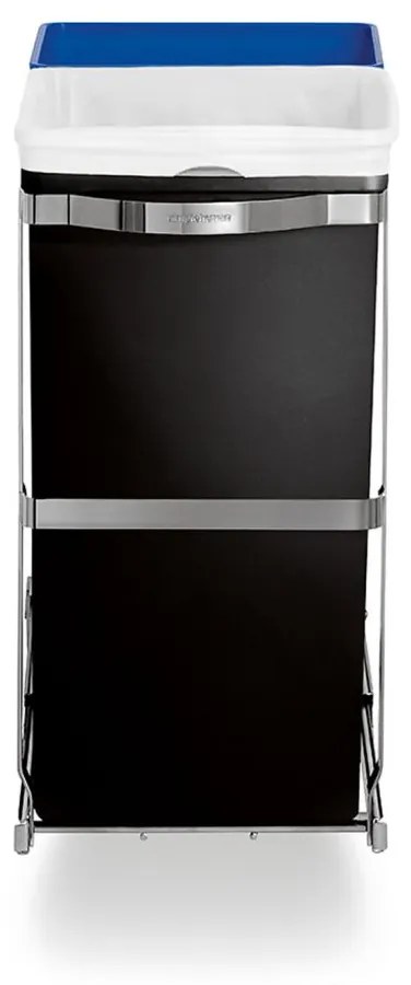 Vstavaný kôš na triedený odpad 20 + 15 l, lesklá oceľ/plastové vedro, čierna