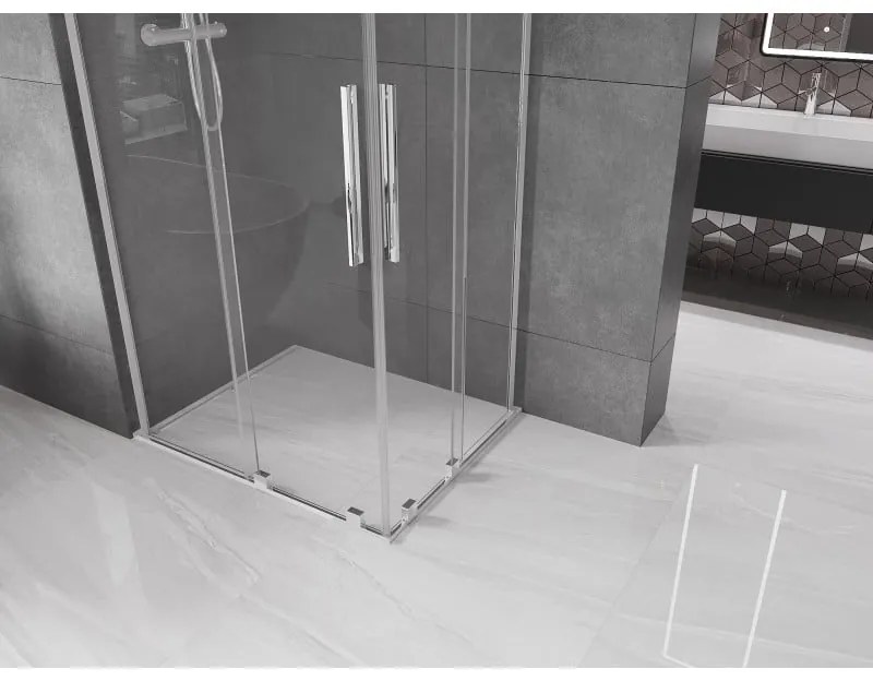 Mexen Velar L Duo, sprchový kút s posuvnými dverami 100 x 90 cm, 8mm číre sklo, chrómová, 871-100-090-02-03-01