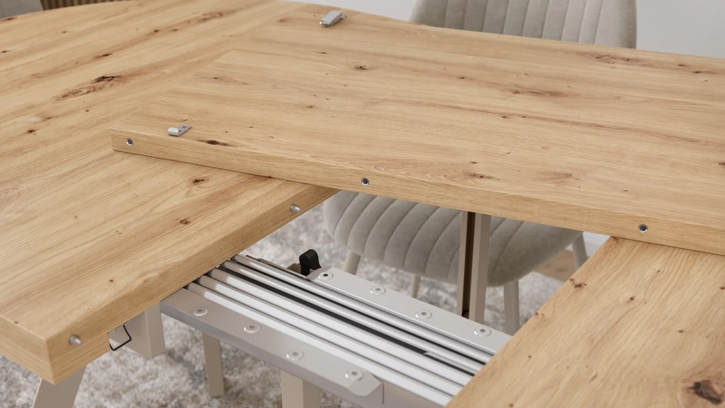 Mazzoni EXPANSO Dub Artisan / kašmírové nohy - OVÁLNY ROZKLADACÍ STÔL 160-360 cm PRE 16-18 OSÔB