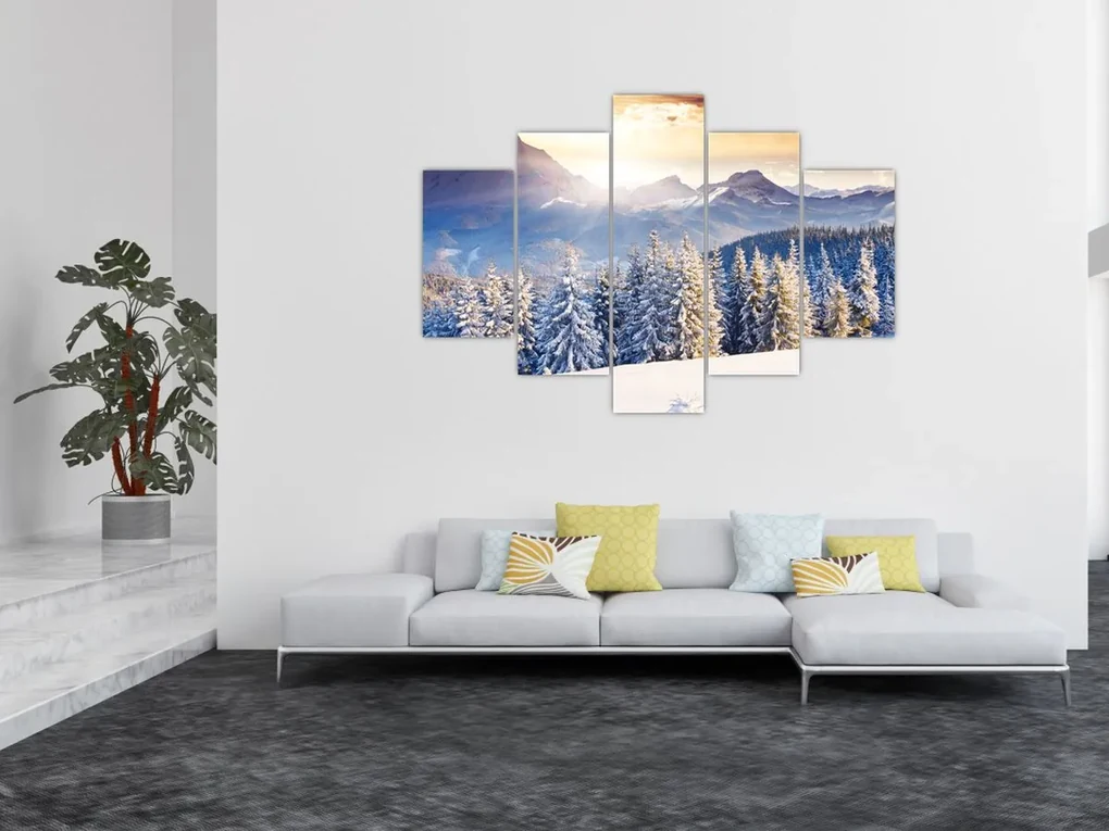 Obraz - Horská krajina v zime (150x105 cm)