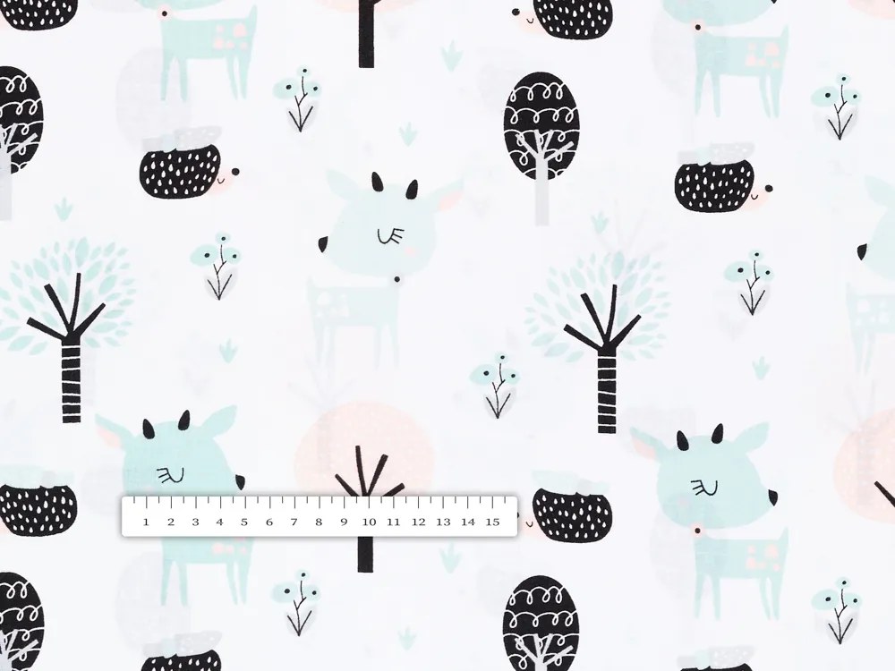 Biante Detské bavlnené posteľné obliečky do postieľky Sandra SA-369 Srnčekovia a ježkovia v lese Do postieľky 90x130 a 40x60 cm