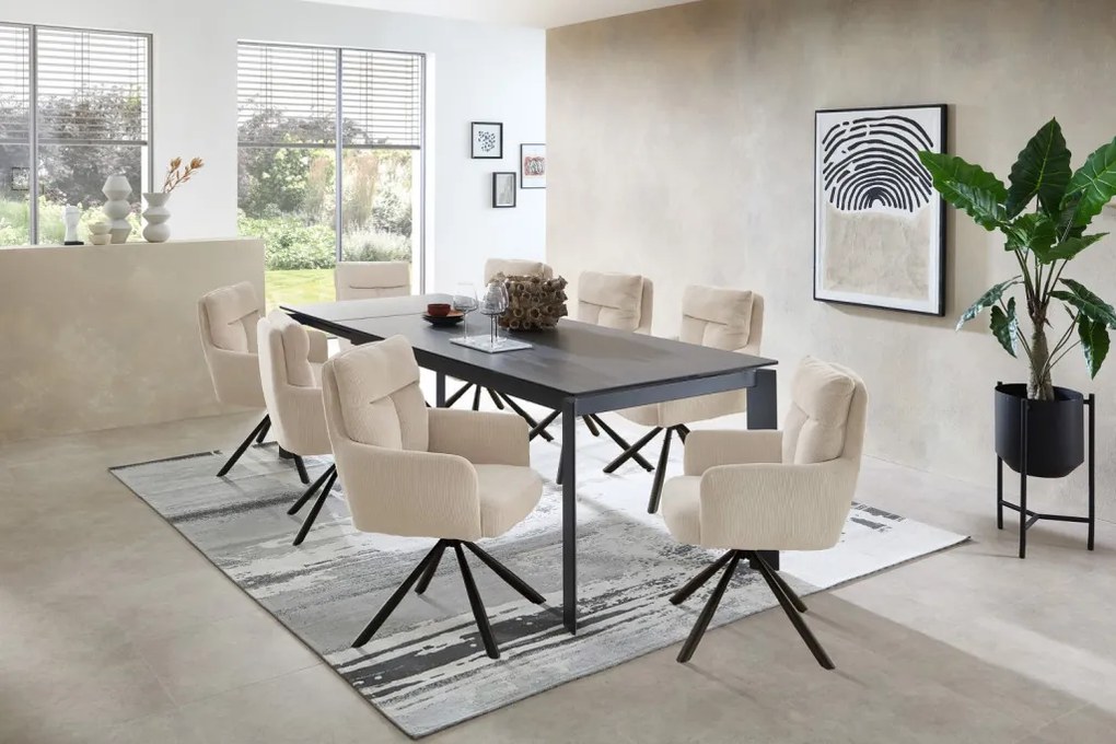 Otočná jedálenská stolička Sofia, svetlo béžová štruktúrovaná látka