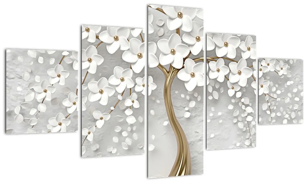 Obraz bieleho stromu s kvetinami (125x70 cm), 40 ďalších rozmerov