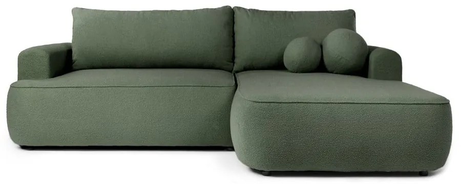 Zelená rozkladacia rohová pohovka z textílie buklé (pravý roh) Quinoa – Bonami Selection