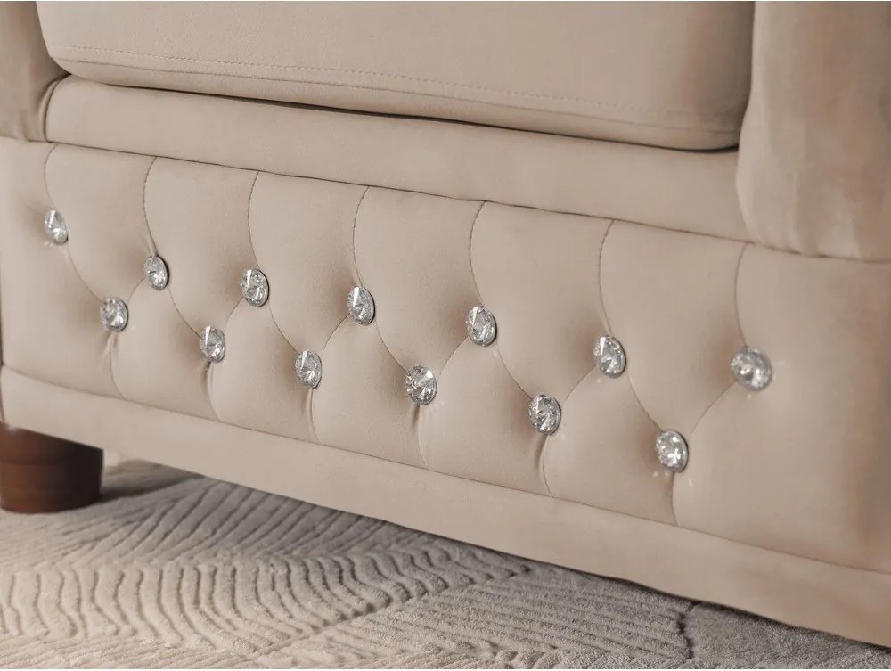 Béžová zamatová rozkladacia rohová pohovka (pravý roh/do L) York Blik – Ropez