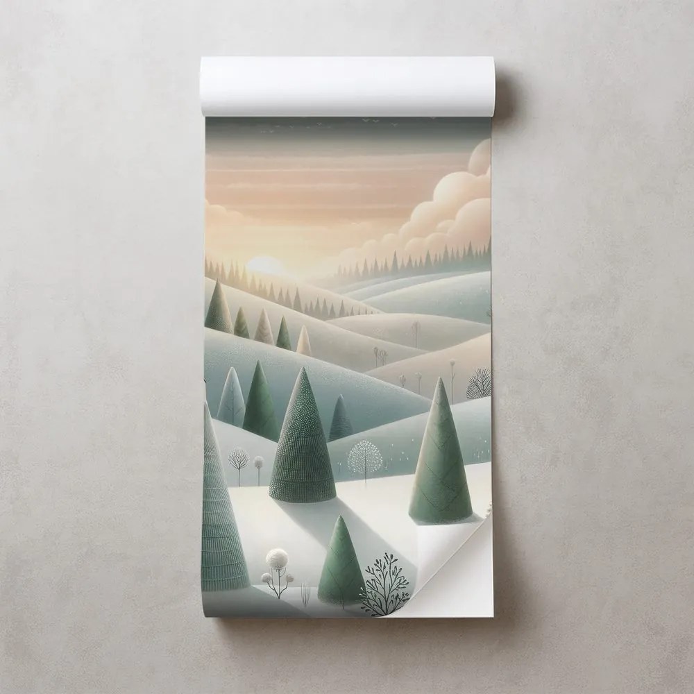 Samolepiaca tapeta zimná krajina s balónmi