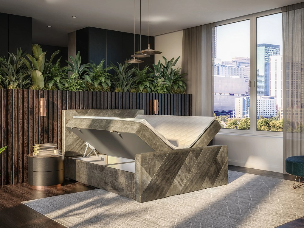 Jednolôžková posteľ Boxspring 120 cm Galand (hnedosivá) (s matracom a úl. priestorom). Vlastná spoľahlivá doprava až k Vám domov. 1043373