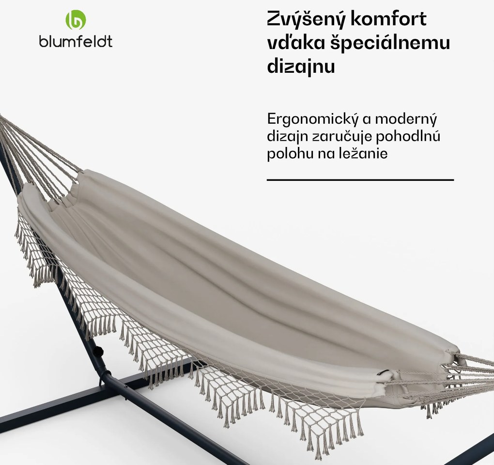 Blumfeldt SwayStation Boho hojdacia sieť, 320 x 116 cm, odolná proti poveternostným vplyvom, odolná proti hrdzi