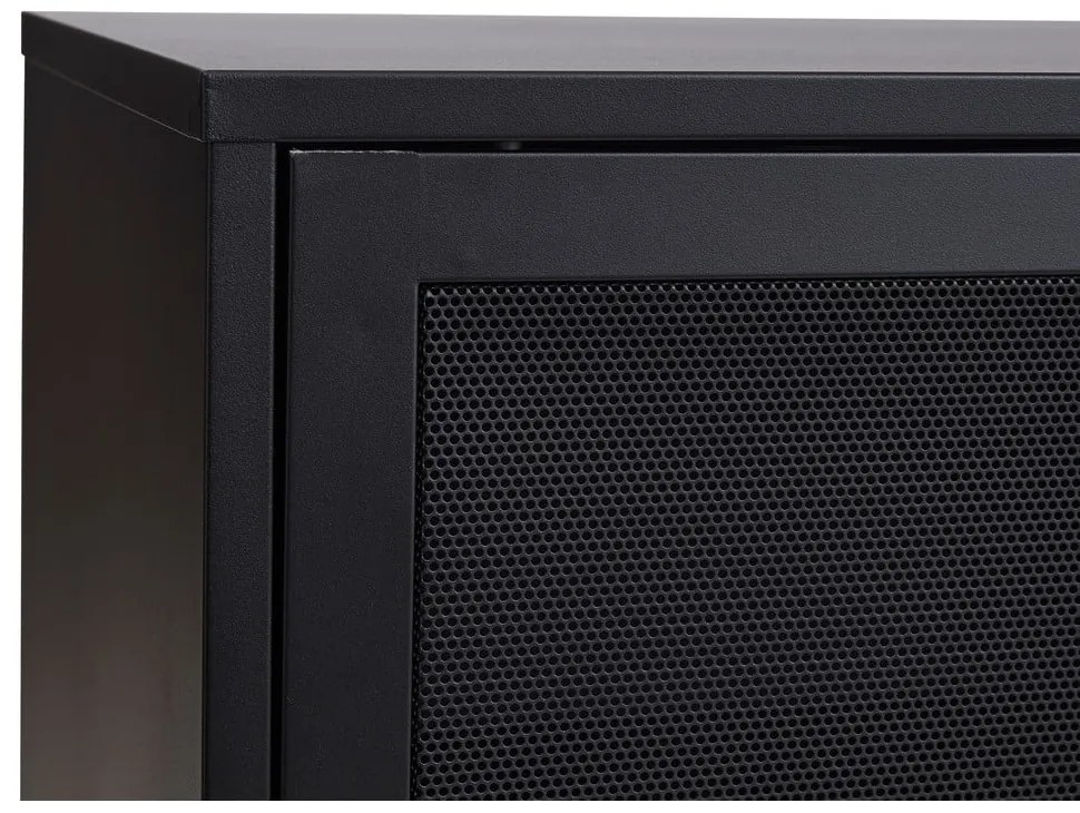 Čierna kovová komoda s posuvnými dverami 160x75x46 cm Veep – Unique Furniture