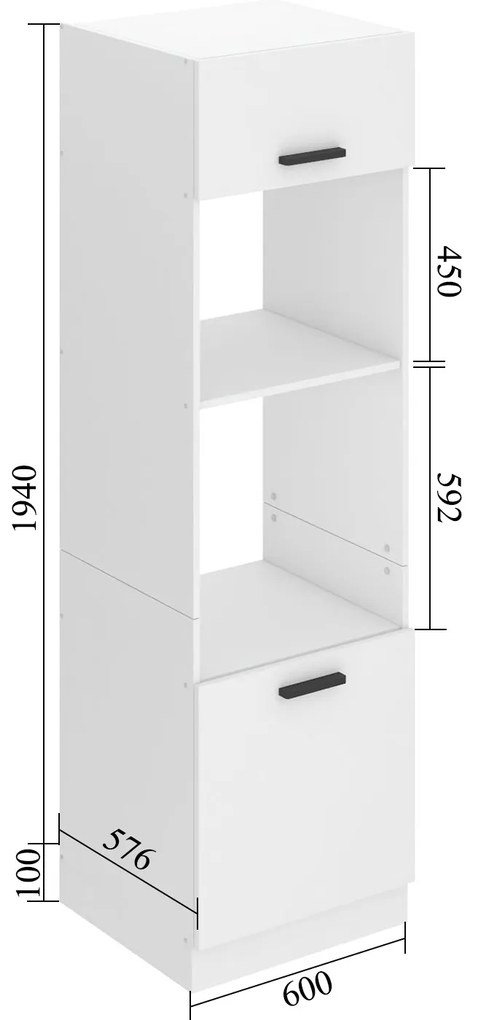 Vysoká kuchynská skrinka Belini Premium Full Version pre vstavanú rúru 60 cm šedý mat