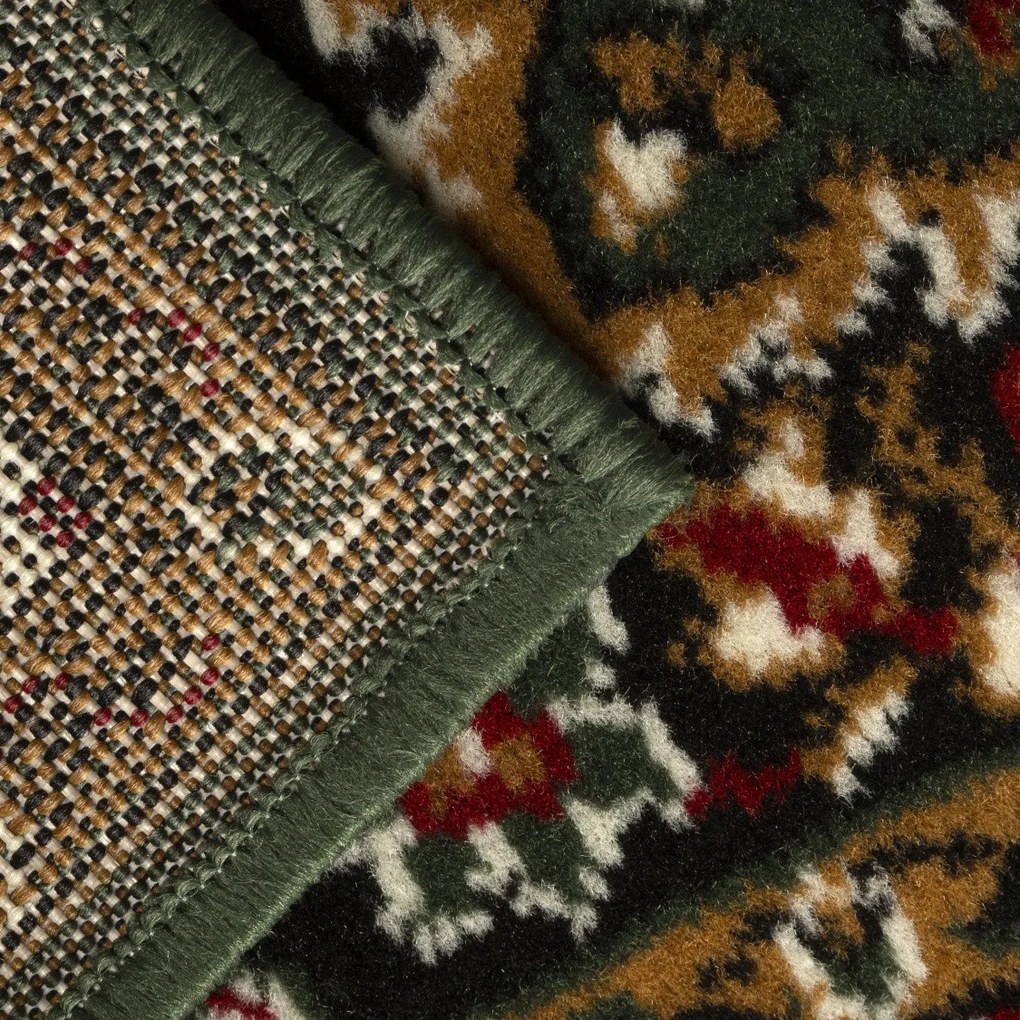 Alfa Carpets, Koberec behúň na mieru TEHERAN T-102 green, šíre 120 cm, zelená, chodba / predsieň