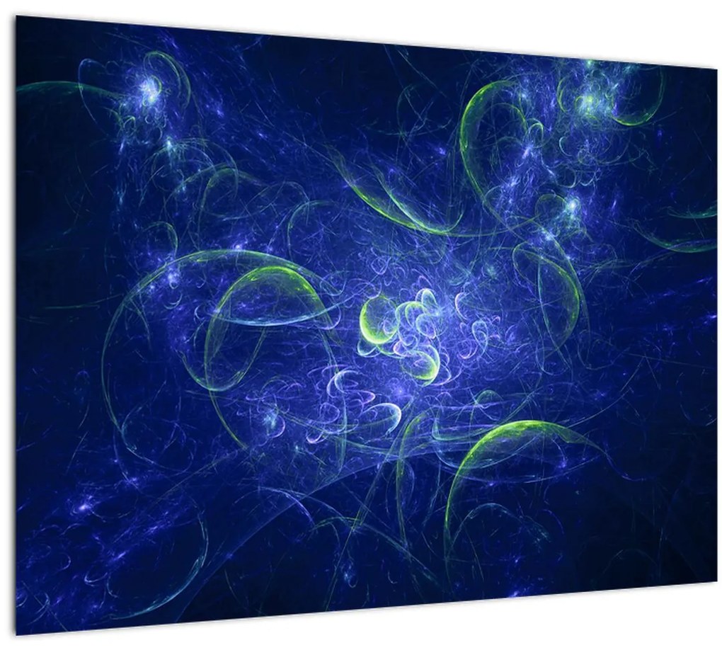 Sklenený obraz - modrá abstrakcia (70x50 cm)