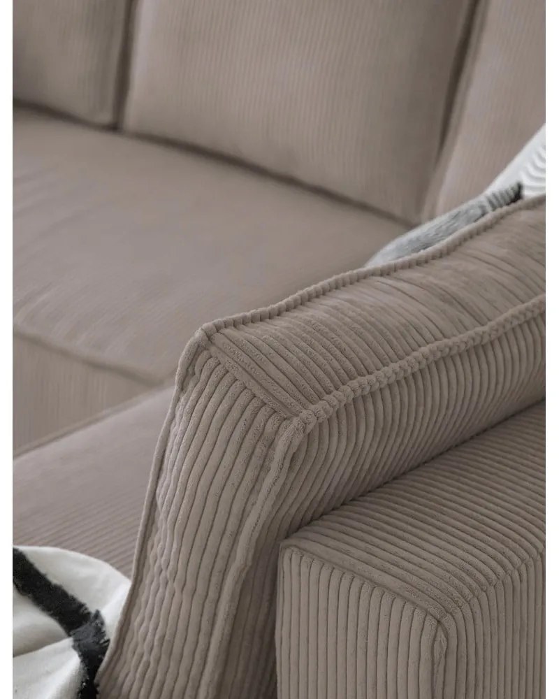 Béžová menčestrová rozkladacia rohová pohovka (pravý roh/do tvaru "U") Brave Dave – Miuform