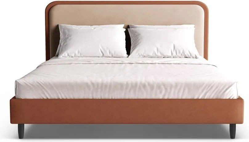 Čalúnená dvojlôžková posteľ s roštom 180x200 cm v tehlovej farbe Aveline – Micadoni